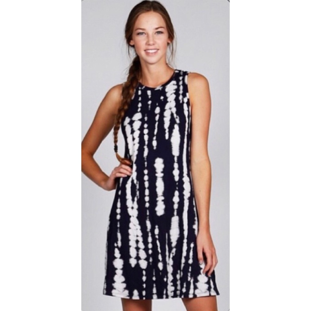 Navy Tie Dye Sleeveless Dress
